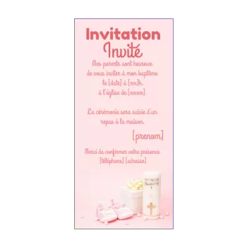 faire part bapteme cadeau bougie chaussure fille rose 