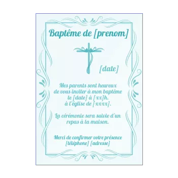 faire part bapteme bleu croix garcon 