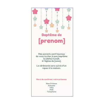 faire part bapteme bleu etoile jaune rouge 
