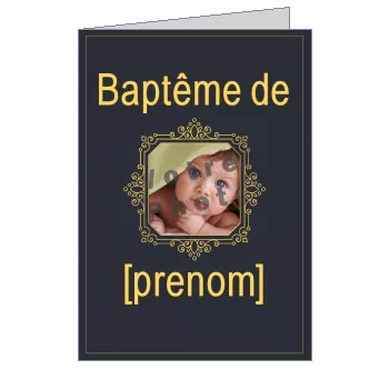 Faire Part Bapteme Elegant Gris avec photo virtuelle