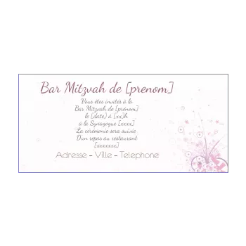 faire part bar mitzvah abstrait fille rose 