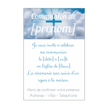 Faire Part Communion Fille Garcon Bleu Gratuit A Imprimer Carte 2023