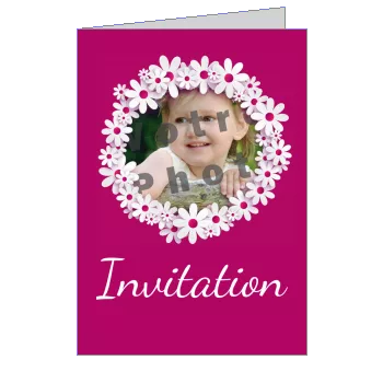 Faire Part Communion Fleur Mauve avec photo à imprimer