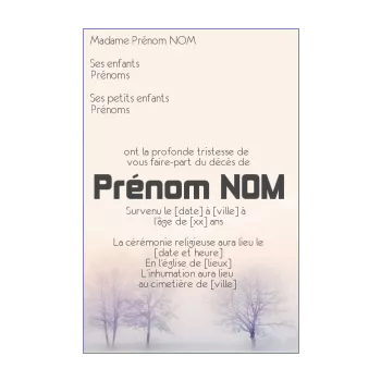 faire part deces arbre orange 