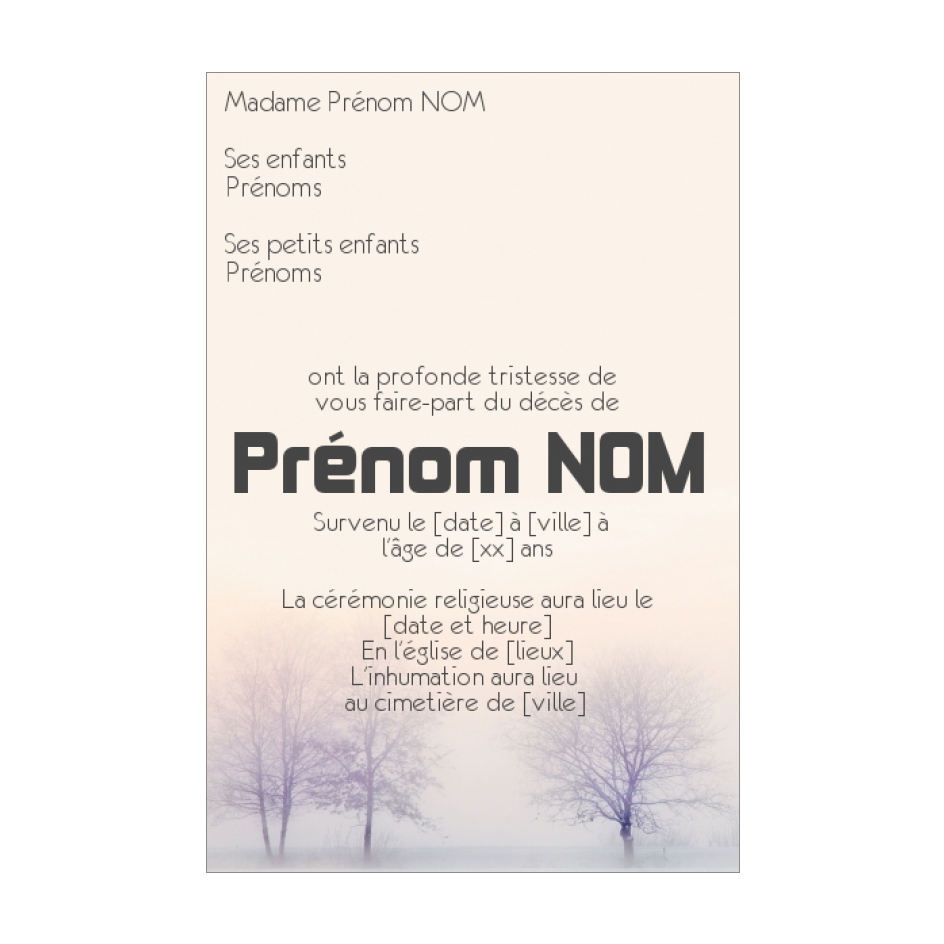 Faire Part Deces Arbre Orange gratuit à imprimer (carte 2190)