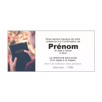 faire part invitation confirmation eglise livre 