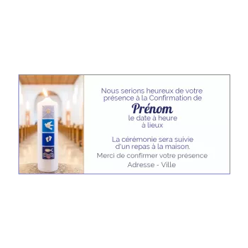 faire part invitation confirmation bougie croix 