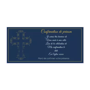 faire part invitation confirmation bleu croix jaune 