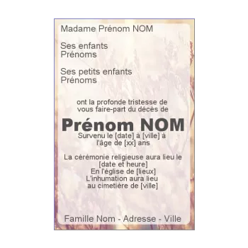 faire part deces arbre fleur orange 