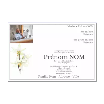 faire part deces blanc fleur 