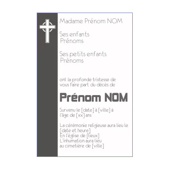 faire part deces croix gris 