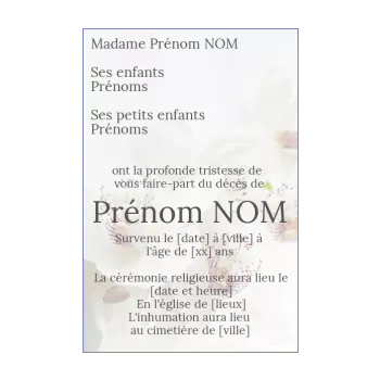 faire part deces blanc fleur 