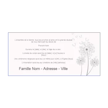faire part deces fleur gris 