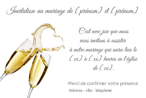 Invitation Faire Part Mariage Champagne Coeur Gratuit A Imprimer Carte 22