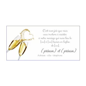 faire part invitation mariage champagne coeur 