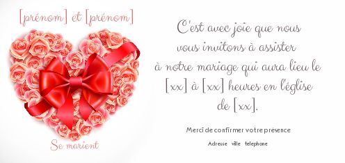 Faire Part Invitation Mariage Coeur gratuit à imprimer