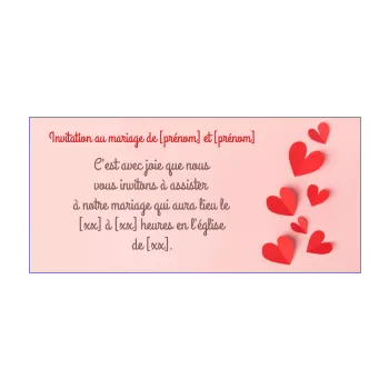 faire part invitation mariage coeur rose rouge 