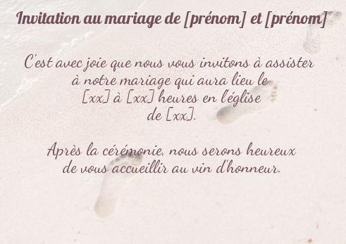 Verso Faire Part Mariage Plage à imprimer