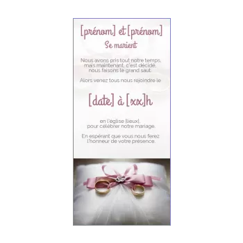 faire part invitation mariage anneau mauve ruban 
