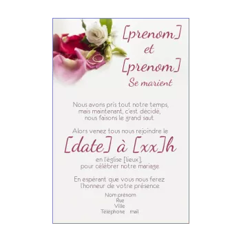 faire part invitation mariage anneau fleur mauve 
