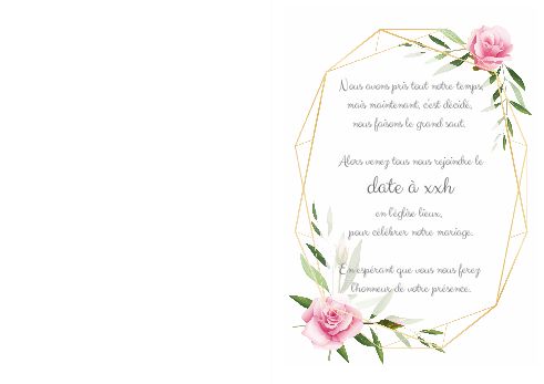 Verso Faire Part Invitation Mariage Elegant virtuelle