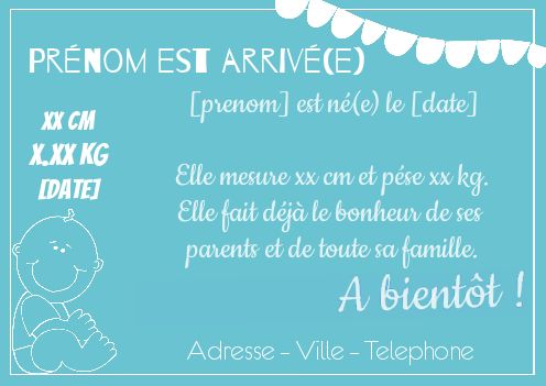 Faire Part Naissance Bebe Bleu gratuit à imprimer
