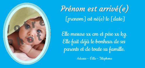 Faire Part Naissance Bebe Bleu avec photo à imprimer
