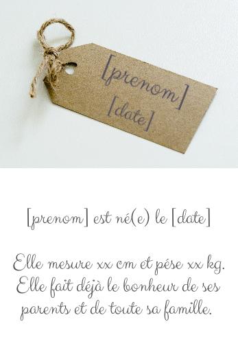 Verso Faire Part Carton Naissance Bebe avec photo virtuelle