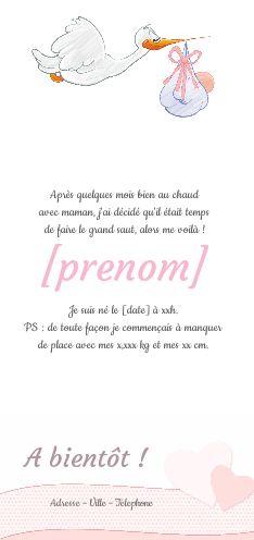 Faire Part Naissance Coeur Oiseau gratuit à imprimer