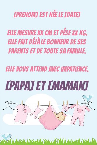 Faire Part Naissance Bebe Dessin gratuit à imprimer