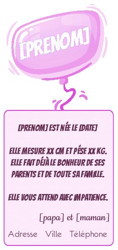 Faire Part Naissance Ballon Bebe gratuit à imprimer