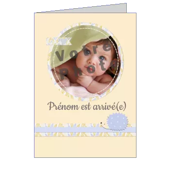 Faire Part Naissance Bebe Jaune avec photo à imprimer