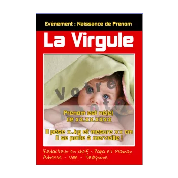 faire part naissance journal magazine bebe fille garcon rouge 