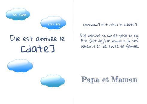 Verso Faire Part Naissance Coeur Bebe virtuelle