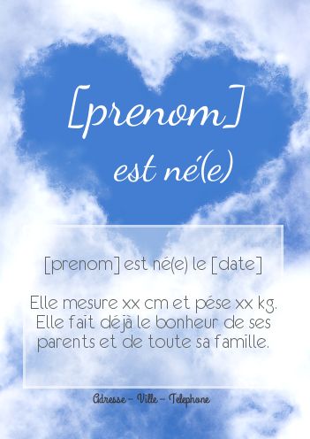 Faire Part Naissance Bebe Bleu gratuit à imprimer