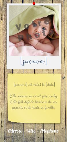 Faire Part Naissance Bebe Bois avec photo virtuelle