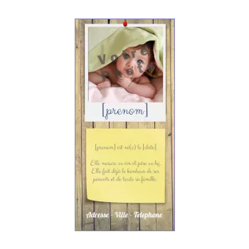 faire part naissance bebe bois fille garcon jaune marron 