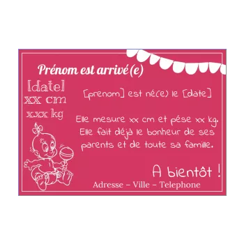 faire part naissance bebe fille rose 