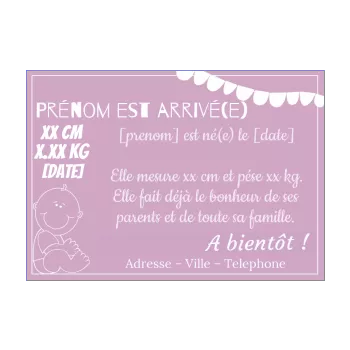 faire part naissance bebe fille rose 