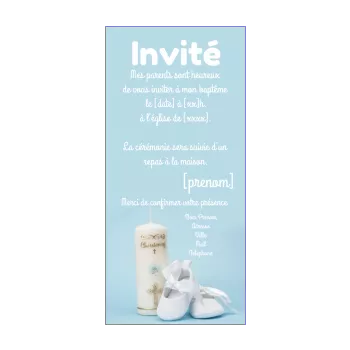 faire part bapteme bleu bougie chaussure garcon 