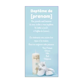 faire part bapteme bleu bougie chaussure garcon 