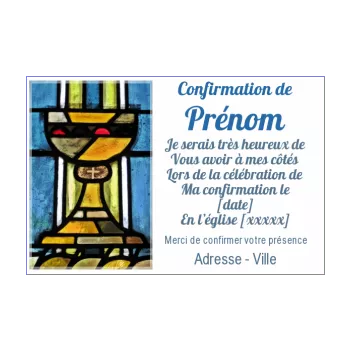 faire part invitation confirmation bleu croix eglise 