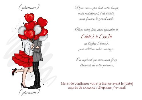 Faire Part Invitation Mariage Coeur gratuit à imprimer