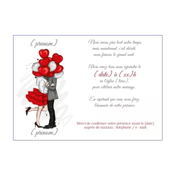 faire part invitation mariage coeur ballon elegant femme homme 