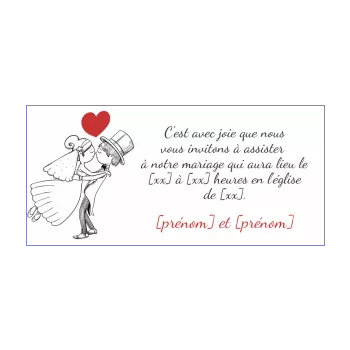 faire part invitation mariage coeur blanc dessin noir rouge 