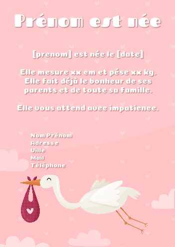 Faire Part Naissance Coeur Bebe gratuit à imprimer