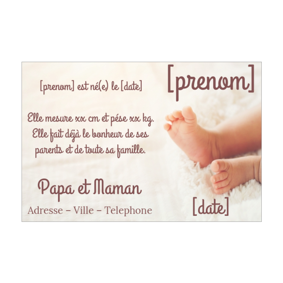Faire Part Naissance Bebe Blanc Pied Gratuit A Imprimer Carte 3134