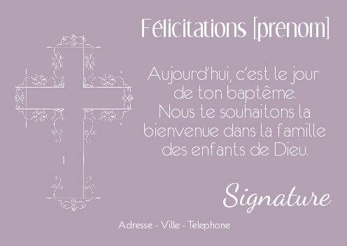 Carte Felicitation Bapteme Croix Fille virtuelle gratuit