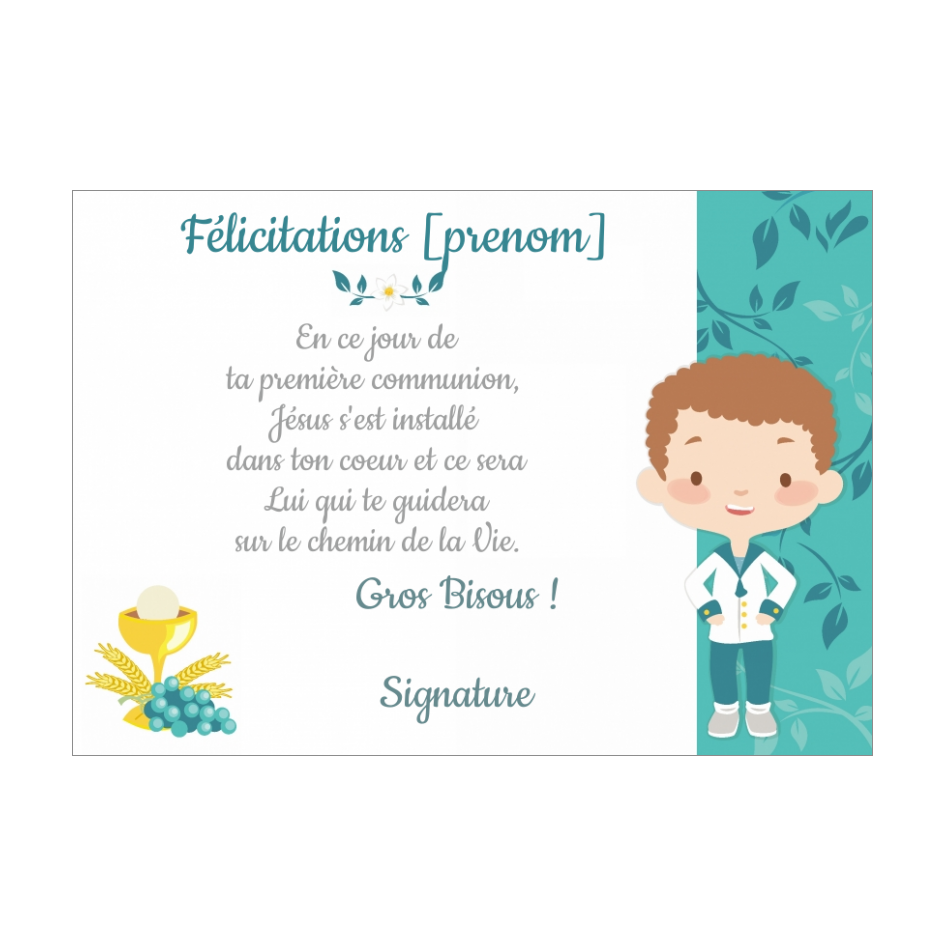 Carte Felicitation Communion Fleur Garcon Bleu Gratuit A Imprimer Carte 2732