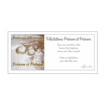 carte felicitation mariage anneau blanc 